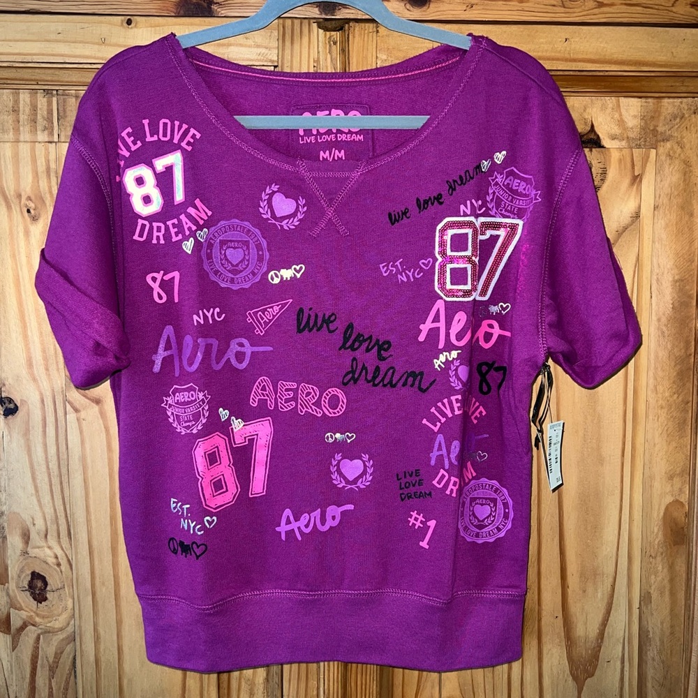 Aeropostale short sleeve sweatshirt. SZ. M. NWT